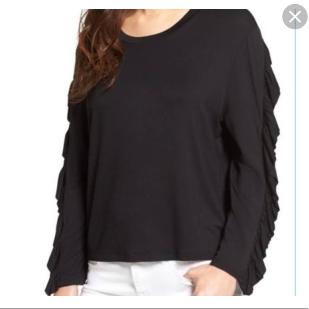 BP black ruffle sleeve top